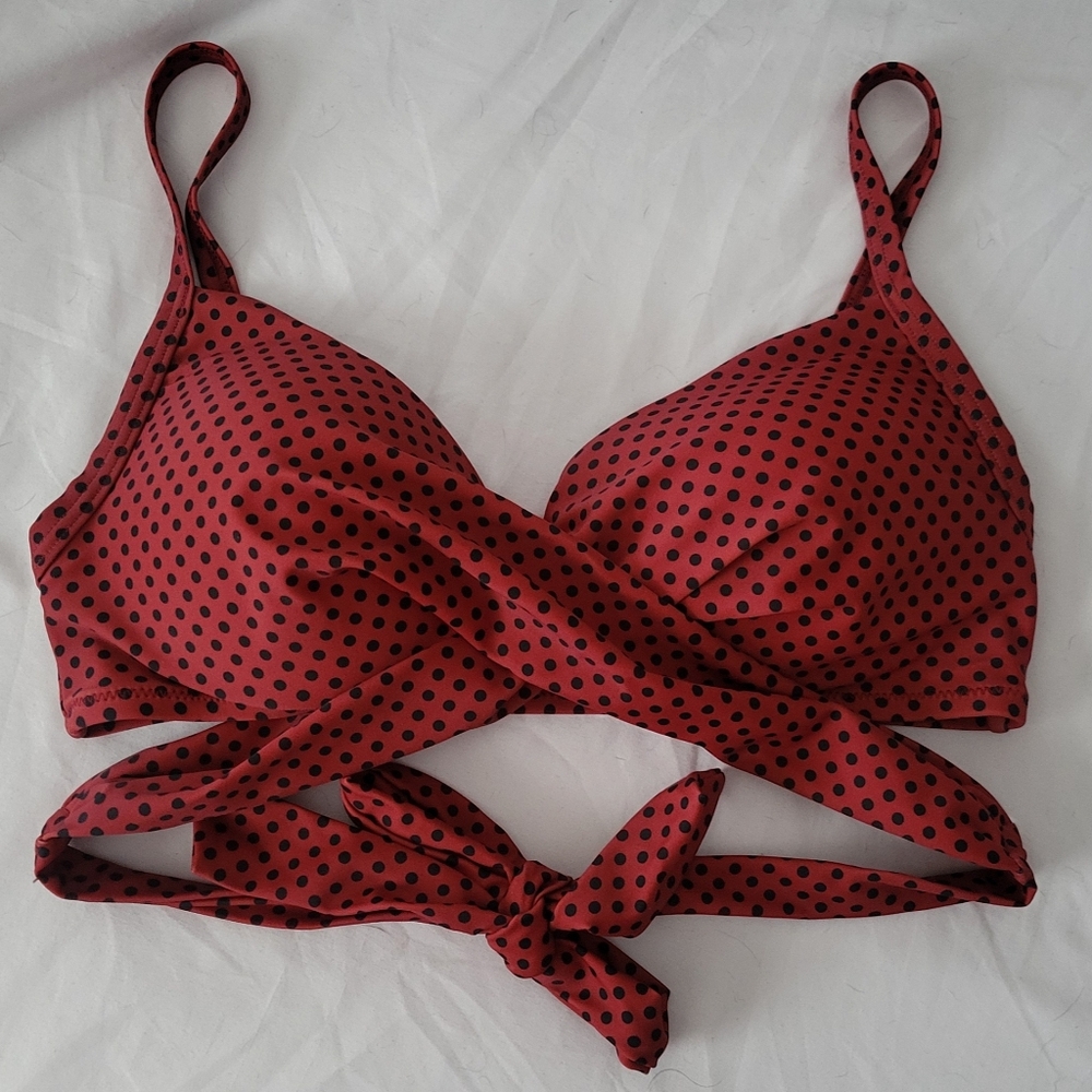 Cupshe Red Polka Dot Bikini Swim Top